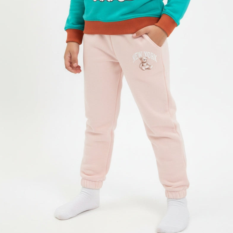 Pink NY Bear Logo Trouser for Baby Girl