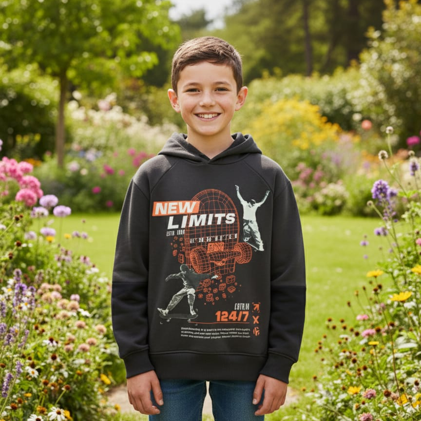 OVERSIZE Boy's Printed Fleece Hoodie PO-4