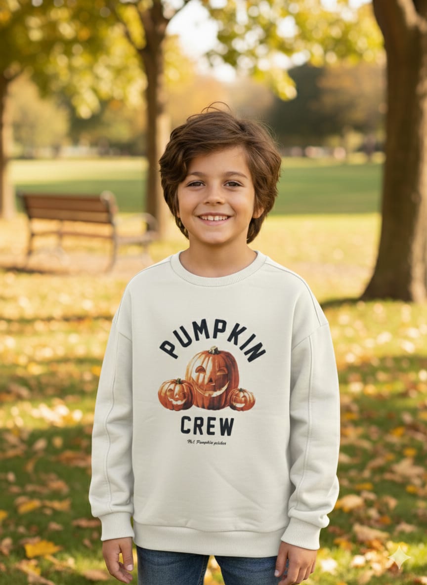 Pumpkin Printed Boy's Fleece Sweatshirt PO-87