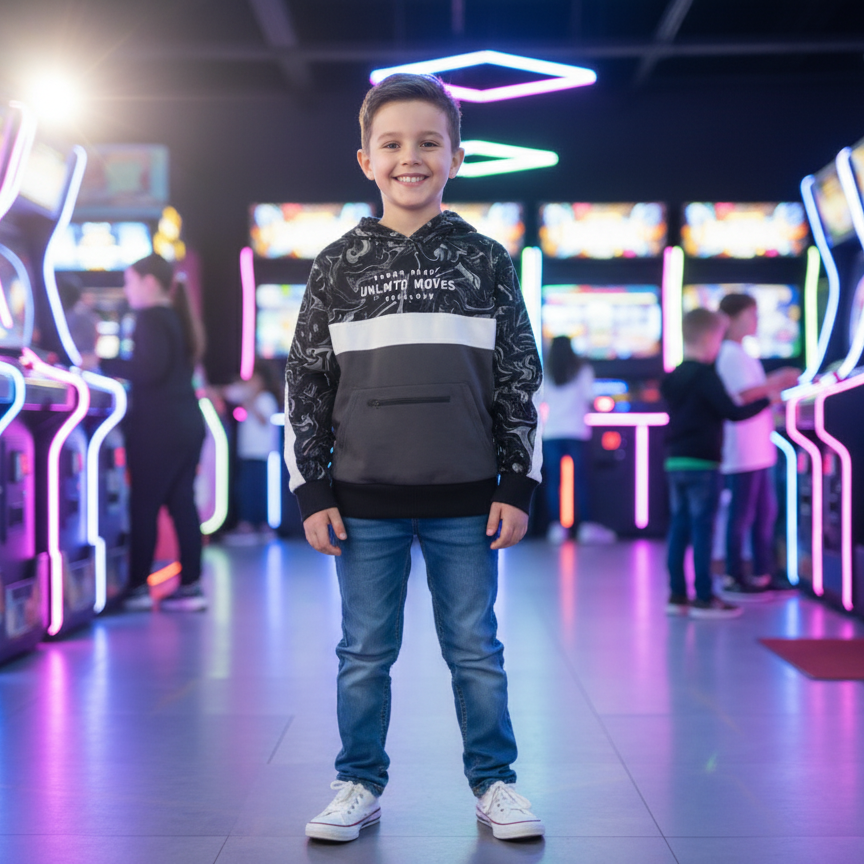 Boy's Printed Fleece Hoodie PO-27