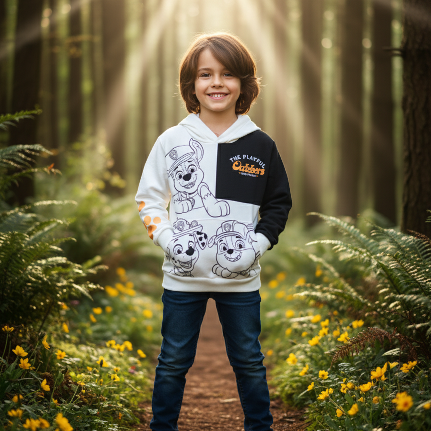 PAW's Printed Boy's Fleece Hoodie PO-15