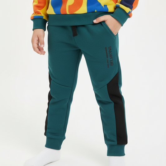 C green black Panel Trouser for Kids