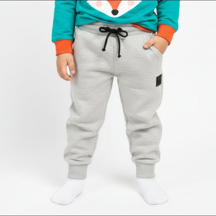 Grey Black Logo Trouser for Kids