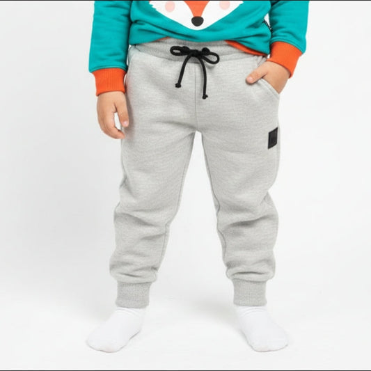 Grey Black Logo Trouser for Kids