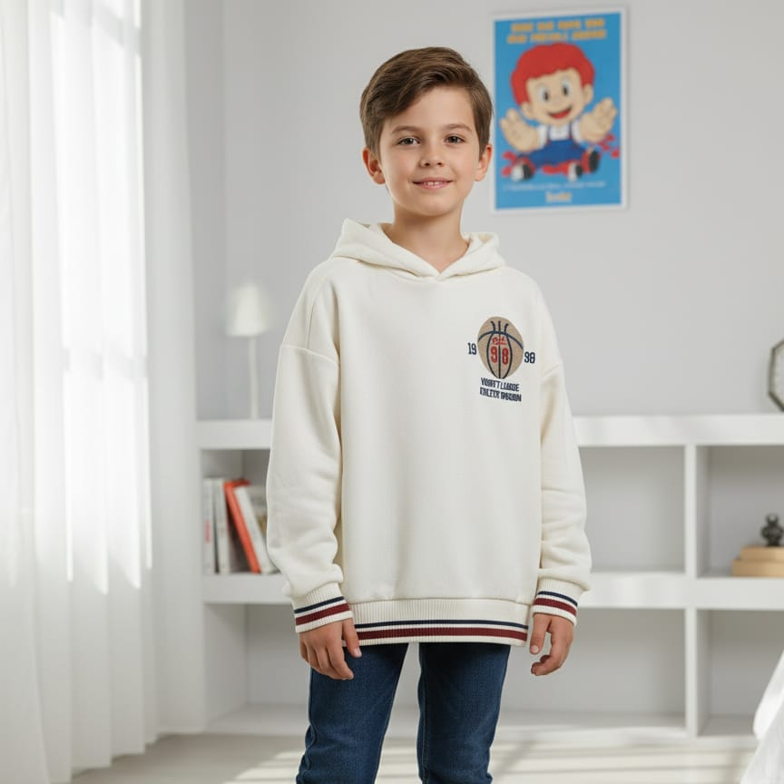 Baseball Embroidered Boy's Fleece Hoodie PO-05